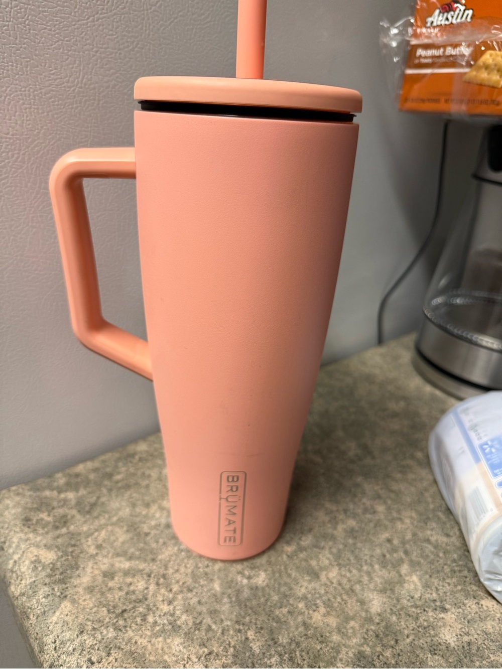 BrüMate ERA 40oz Peach Travel Tumbler with Handle and Straw